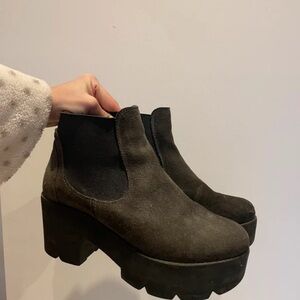 Pashion Footwear Dark Brown Platform Ankle Booties